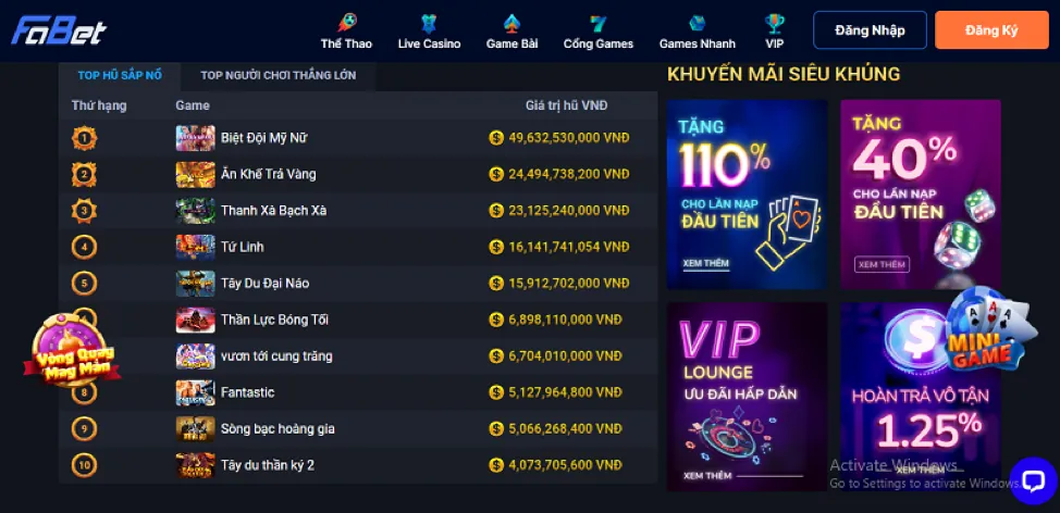 Tỷ lệ cược hấp dẫn và trả thưởng nhanh chóng